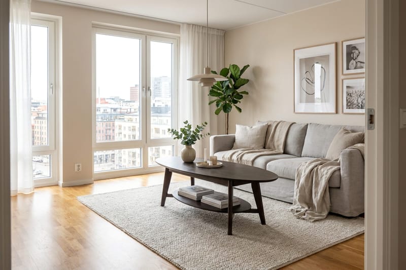 Velo Ovalt Soffbord med Hylla 160x60 cm med Trä- och Rökt Ek-utseende - Rökt ek - Möbler - Vardagsrum - Soffbord & vardagsrumsbord - Soffbord