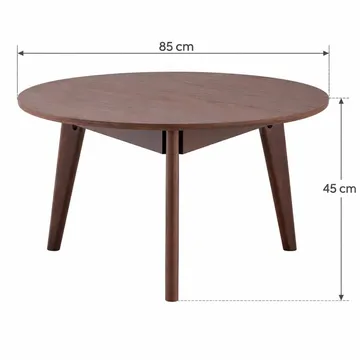 Velo Runt Soffbord 85 cm med Trä- och Valnötsutseende och Tre Ben - Brun - Möbler - Vardagsrum - Soffbord & vardagsrumsbord - Soffbord