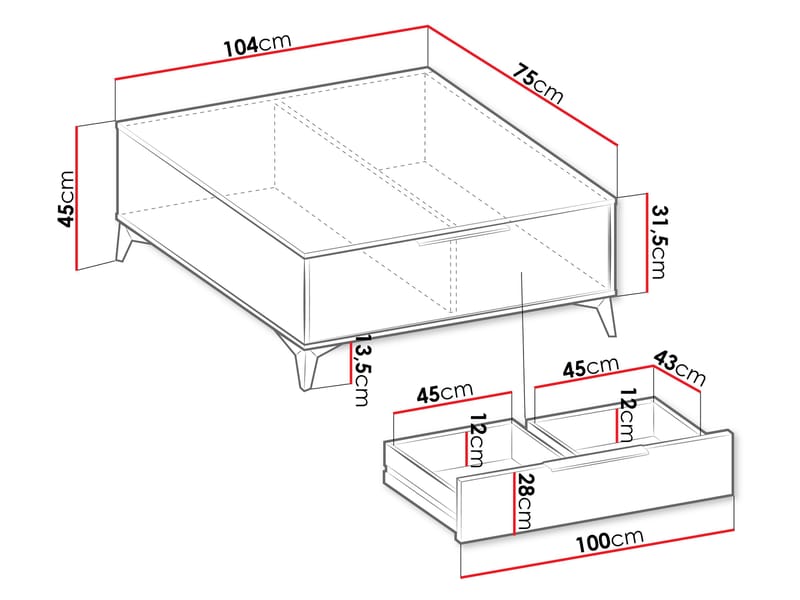 Vemdalen Soffbord 104 cm - Brun med svarta ben - Möbler - Vardagsrum - Soffbord & vardagsrumsbord - Soffbord