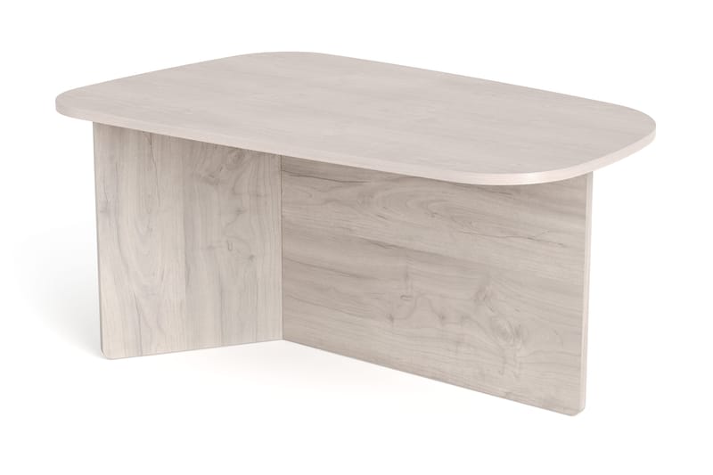 Vento Ovalt Soffbord 90x60 cm med Trä- och Vitlaserad Ek-utseende, Vit