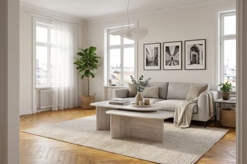Vento Ovalt Soffbord 90x60 cm med Trä- och Vitlaserad Ek-utseende - Vit - Möbler - Vardagsrum - Soffbord & vardagsrumsbord - Soffbord