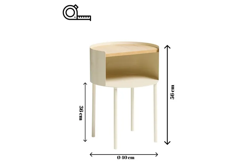 Veyric Sidobord 40 cm - Cream - Möbler - Vardagsrum - Soffbord & vardagsrumsbord - Brickbord