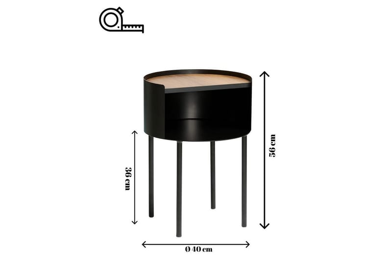 Veyric Sidobord 40 cm - Svart - Möbler - Vardagsrum - Soffbord & vardagsrumsbord - Brickbord