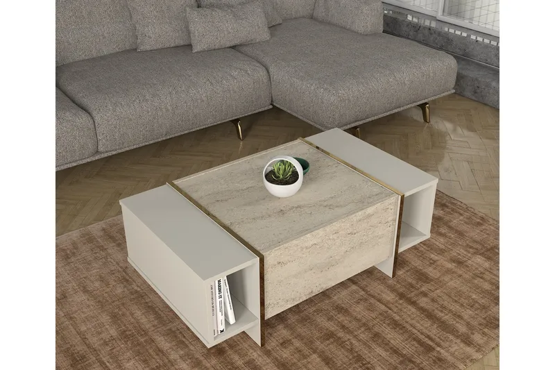 Veyron Soffbord 104 cm - Beige/Sandsten - Möbler - Vardagsrum - Soffbord & vardagsrumsbord - Soffbord