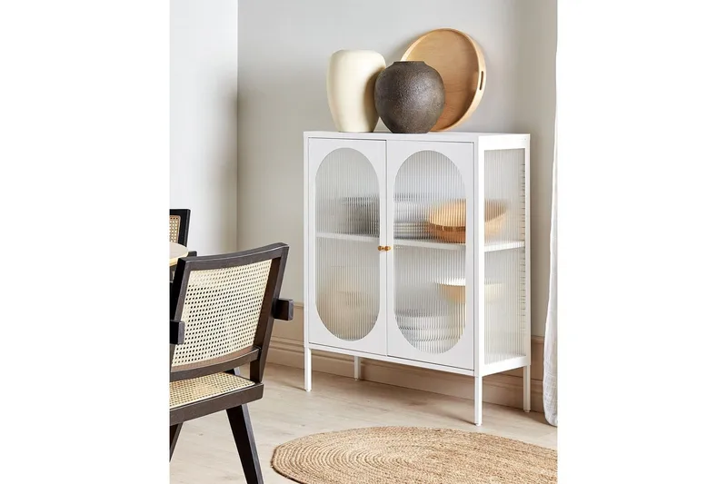 Vitrinskåp Sarre Vitt, guld - Vitt, guld - Förvaring - Skåp - Vitrinskåp