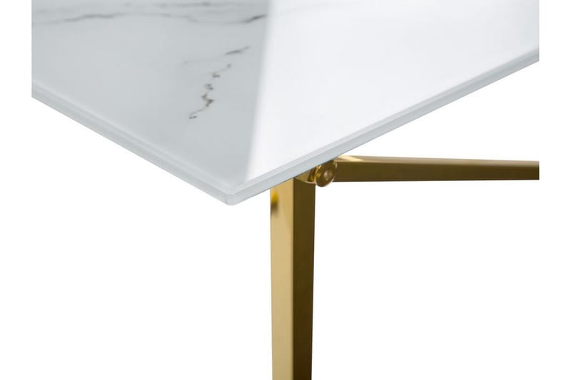 WENONAH Soffbord 100 cm Marmormönster Vit/Guld - Vit/Guld - Marmorbord - Soffbord - Bord