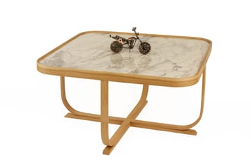 Xalvo Soffbord 90x45x90 cm - Ek och vit marmor - Möbler - Vardagsrum - Soffbord & vardagsrumsbord - Soffbord