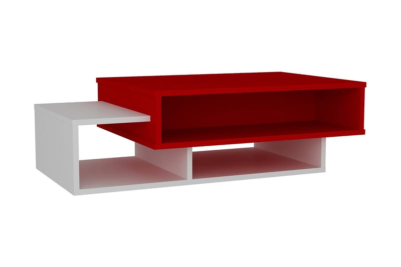 YANICE Soffbord 105 cm med Förvaring Hyllor Vit/Röd - Vit/Röd - Soffbord - Bord