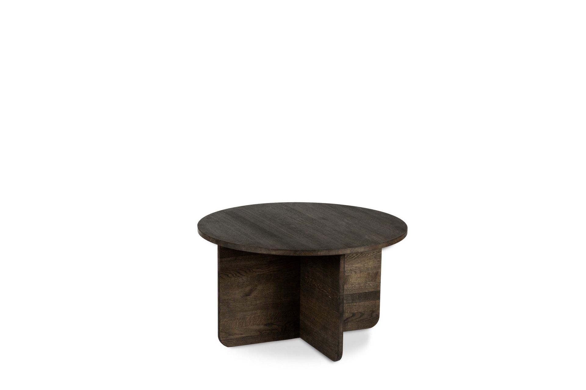 york runt soffbord i massivt trä 85 cm - mörkbrun