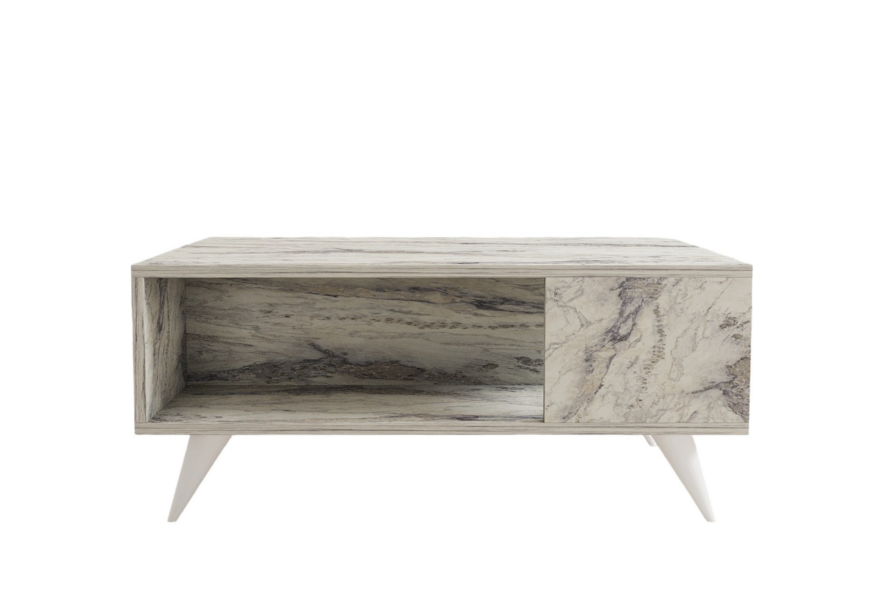 yuka soffbord 90 cm vit marmor -