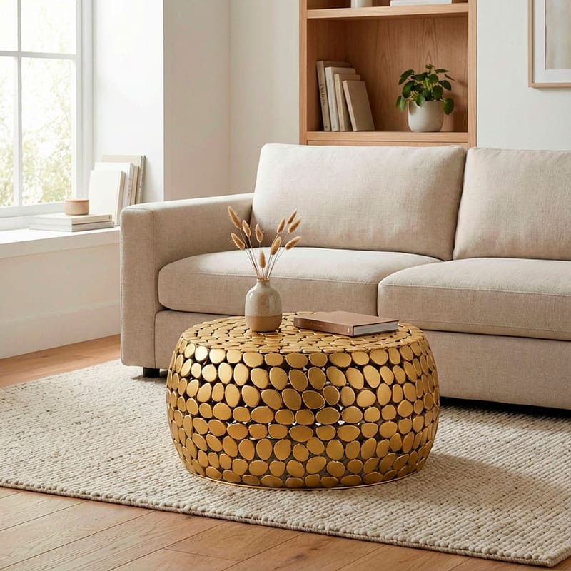 Zavric 66 cm Runt Soffbord i Metall - Guld - Möbler - Vardagsrum - Soffbord & vardagsrumsbord - Soffbord