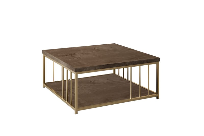 ZENN Soffbord 90x90 cm Brun/Guld - Soffbord - Bord