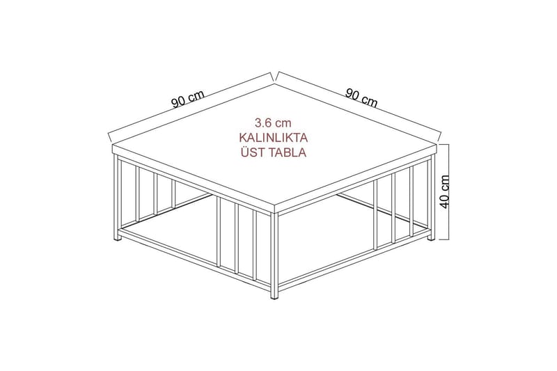 ZENN Soffbord 90x90 cm Brun/Guld - Soffbord - Bord