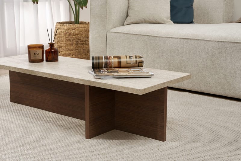 Zephral Soffbord 120x30x45 cm - Travertin, Milano Walnut - Möbler - Vardagsrum - Soffbord & vardagsrumsbord - Soffbord