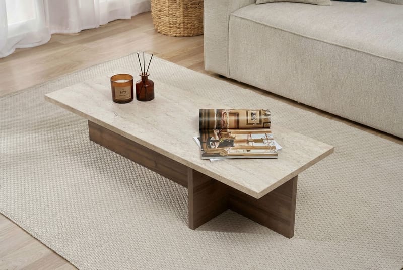 Zephral Soffbord 120x30x45 cm - Travertin, Milano Walnut - Möbler - Vardagsrum - Soffbord & vardagsrumsbord - Soffbord