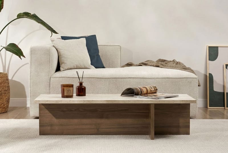 Zephral Soffbord 120x30x45 cm - Travertin, Milano Walnut - Möbler - Vardagsrum - Soffbord & vardagsrumsbord - Soffbord