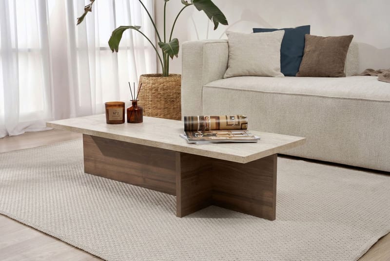 Zephral Soffbord 120x30x45 cm - Travertin, Milano Walnut - Möbler - Vardagsrum - Soffbord & vardagsrumsbord - Soffbord
