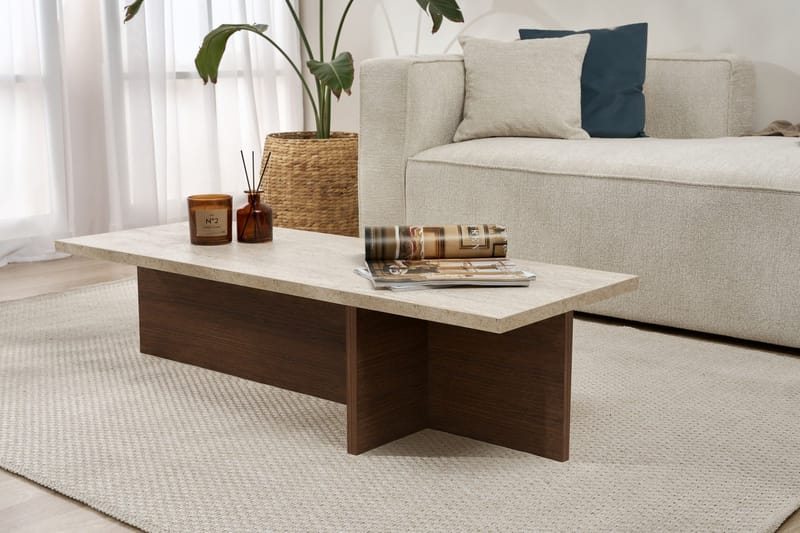 Zephral Soffbord 120x30x45 cm - Travertin, Milano Walnut - Möbler - Vardagsrum - Soffbord & vardagsrumsbord - Soffbord