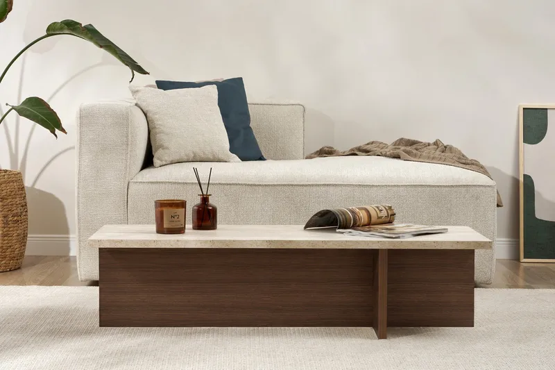 Zephral Soffbord 120x30x45 cm - Travertin, Milano Walnut - Möbler - Vardagsrum - Soffbord & vardagsrumsbord - Soffbord