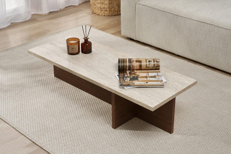 Zephral Soffbord 120x30x45 cm - Travertin, Milano Walnut - Möbler - Vardagsrum - Soffbord & vardagsrumsbord - Soffbord