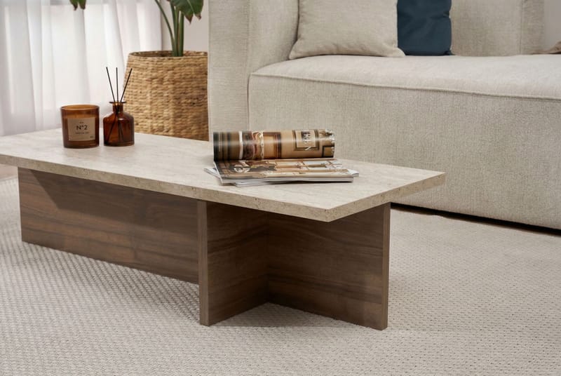 Zephral Soffbord 120x30x45 cm - Travertin, Milano Walnut - Möbler - Vardagsrum - Soffbord & vardagsrumsbord - Soffbord