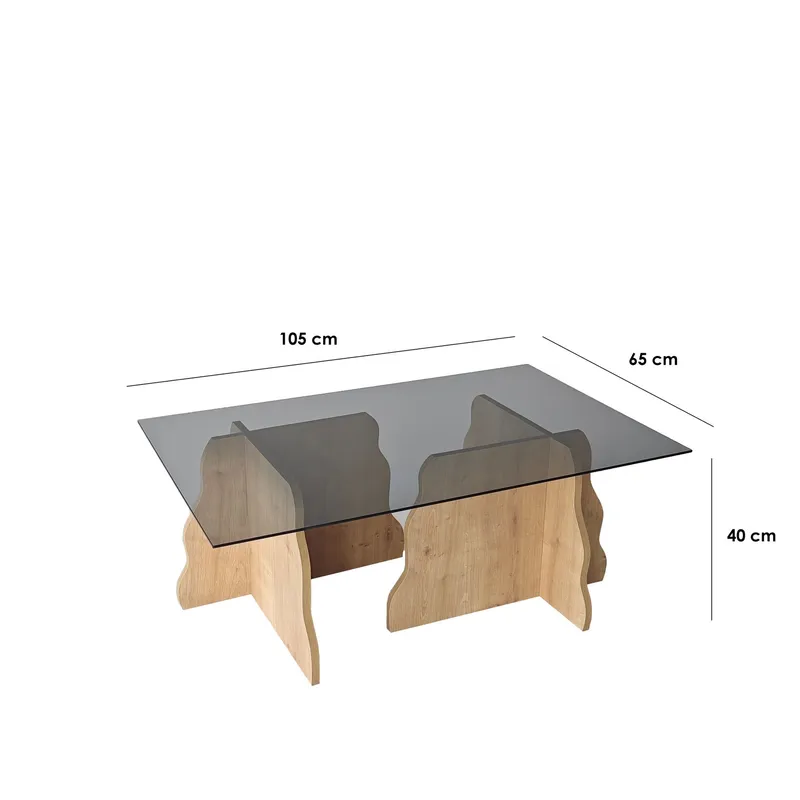 Zevric Soffbord 65x105 cm Rektangulär Glas - Safir Ek Och Rökt - Möbler - Vardagsrum - Soffbord & vardagsrumsbord - Soffbord