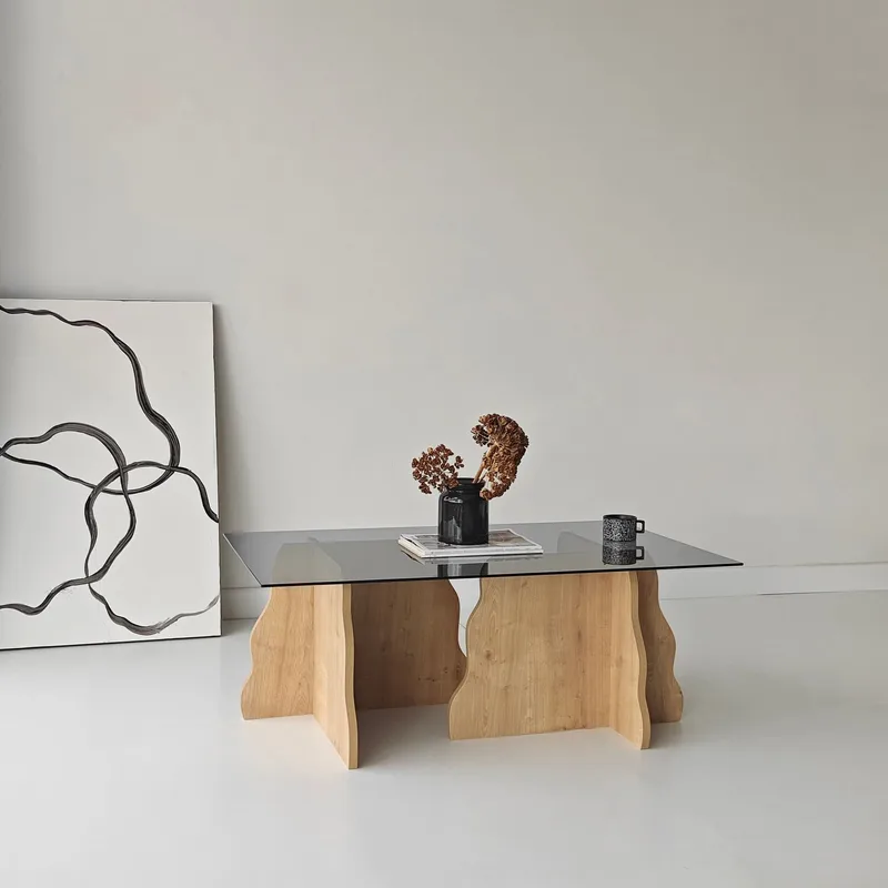Zevric Soffbord 65x105 cm Rektangulär Glas - Safir Ek Och Rökt - Möbler - Vardagsrum - Soffbord & vardagsrumsbord - Soffbord