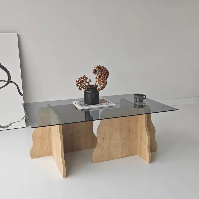 Zevric Soffbord 65x105 cm Rektangulär Glas - Safir Ek Och Rökt - Möbler - Vardagsrum - Soffbord & vardagsrumsbord - Soffbord