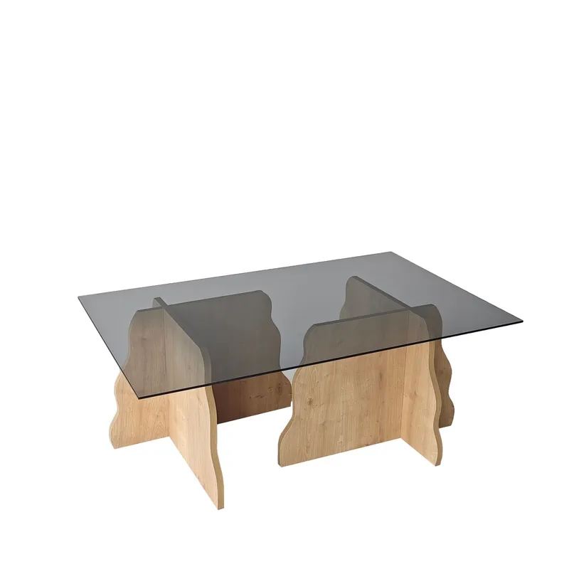 Zevric Soffbord 65x105 cm Rektangulär Glas, Safir Ek Och Rökt
