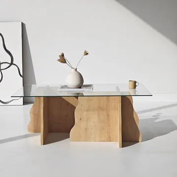 Zevric Soffbord 65x105 cm Rektangulär Glas - Safir Ek Och Transparent - Möbler - Vardagsrum - Soffbord & vardagsrumsbord - Soffbord