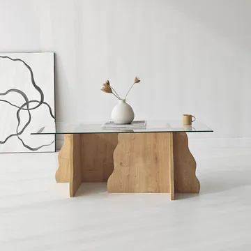 Zevric Soffbord 65x105 cm Rektangulär Glas - Safir Ek Och Transparent - Möbler - Vardagsrum - Soffbord & vardagsrumsbord - Soffbord