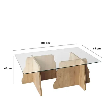Zevric Soffbord 65x105 cm Rektangulär Glas - Safir Ek Och Transparent - Möbler - Vardagsrum - Soffbord & vardagsrumsbord - Soffbord