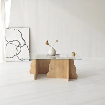 Zevric Soffbord 65x105 cm Rektangulär Glas - Safir Ek Och Transparent - Möbler - Vardagsrum - Soffbord & vardagsrumsbord - Soffbord