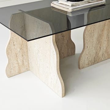 Zevric Soffbord 65x105 cm Rektangulär Glas - Travertin Och Rökt - Möbler - Vardagsrum - Soffbord & vardagsrumsbord - Soffbord