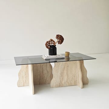 Zevric Soffbord 65x105 cm Rektangulär Glas - Travertin Och Rökt - Möbler - Vardagsrum - Soffbord & vardagsrumsbord - Soffbord