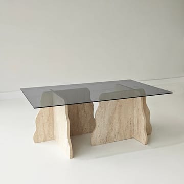 Zevric Soffbord 65x105 cm Rektangulär Glas - Travertin Och Rökt - Möbler - Vardagsrum - Soffbord & vardagsrumsbord - Soffbord