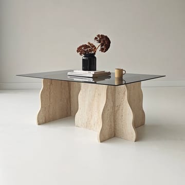 Zevric Soffbord 65x105 cm Rektangulär Glas - Travertin Och Rökt - Möbler - Vardagsrum - Soffbord & vardagsrumsbord - Soffbord
