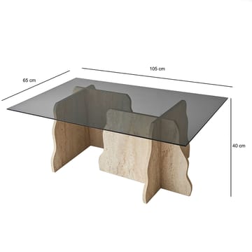 Zevric Soffbord 65x105 cm Rektangulär Glas - Travertin Och Rökt - Möbler - Vardagsrum - Soffbord & vardagsrumsbord - Soffbord