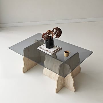 Zevric Soffbord 65x105 cm Rektangulär Glas - Travertin Och Rökt - Möbler - Vardagsrum - Soffbord & vardagsrumsbord - Soffbord