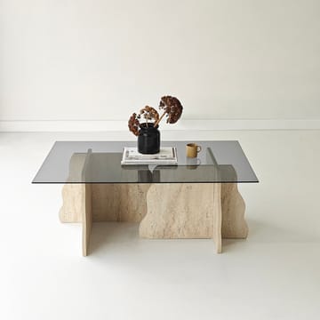 Zevric Soffbord 65x105 cm Rektangulär Glas - Travertin Och Rökt - Möbler - Vardagsrum - Soffbord & vardagsrumsbord - Soffbord