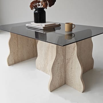 Zevric Soffbord 65x105 cm Rektangulär Glas - Travertin Och Rökt - Möbler - Vardagsrum - Soffbord & vardagsrumsbord - Soffbord