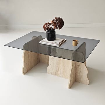 Zevric Soffbord 65x105 cm Rektangulär Glas - Travertin Och Rökt - Möbler - Vardagsrum - Soffbord & vardagsrumsbord - Soffbord