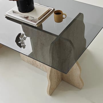 Zevric Soffbord 65x105 cm Rektangulär Glas - Travertin Och Rökt - Möbler - Vardagsrum - Soffbord & vardagsrumsbord - Soffbord