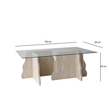 Zevric Soffbord 65x105 cm Rektangulär Glas - Travertin Och Transparent - Möbler - Vardagsrum - Soffbord & vardagsrumsbord - Soffbord
