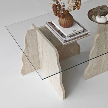Zevric Soffbord 65x105 cm Rektangulär Glas - Travertin Och Transparent - Möbler - Vardagsrum - Soffbord & vardagsrumsbord - Soffbord