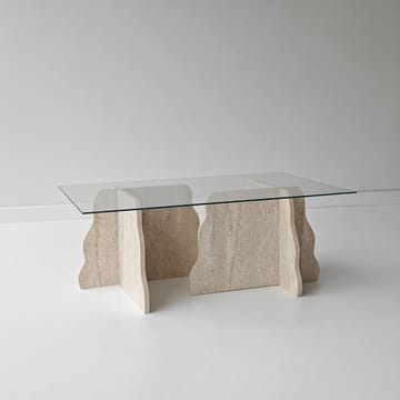 Zevric Soffbord 65x105 cm Rektangulär Glas - Travertin Och Transparent - Möbler - Vardagsrum - Soffbord & vardagsrumsbord - Soffbord