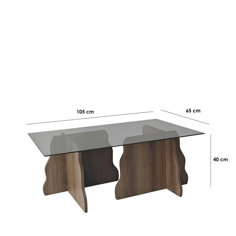 Zevric Soffbord 65x105 cm Rektangulär Glas - Valnöt Och Rökt - Möbler - Vardagsrum - Soffbord & vardagsrumsbord - Soffbord