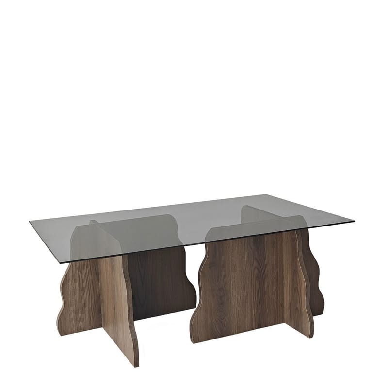 Zevric Soffbord 65x105 cm Rektangulär Glas, Valnöt Och Rökt