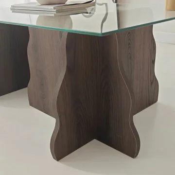 Zevric Soffbord 65x105 cm Rektangulär Glas - Valnöt Och Transparent - Möbler - Vardagsrum - Soffbord & vardagsrumsbord - Soffbord