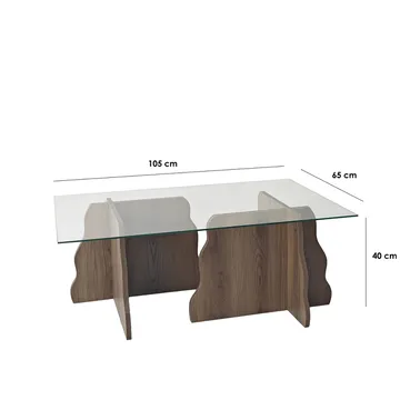 Zevric Soffbord 65x105 cm Rektangulär Glas - Valnöt Och Transparent - Möbler - Vardagsrum - Soffbord & vardagsrumsbord - Soffbord